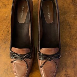 Naturalized Brown Leather Heels, 9.5 M